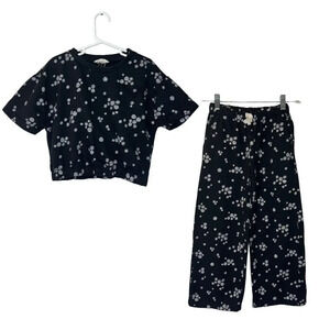 Jessica Simpson Girls Outfit Set Medium Daisy Flower Pattern Pants Crop Top Kids